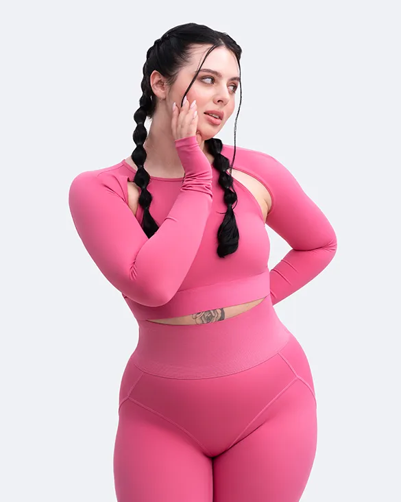 Stretchable Shoulder Cut-Out Crop Top