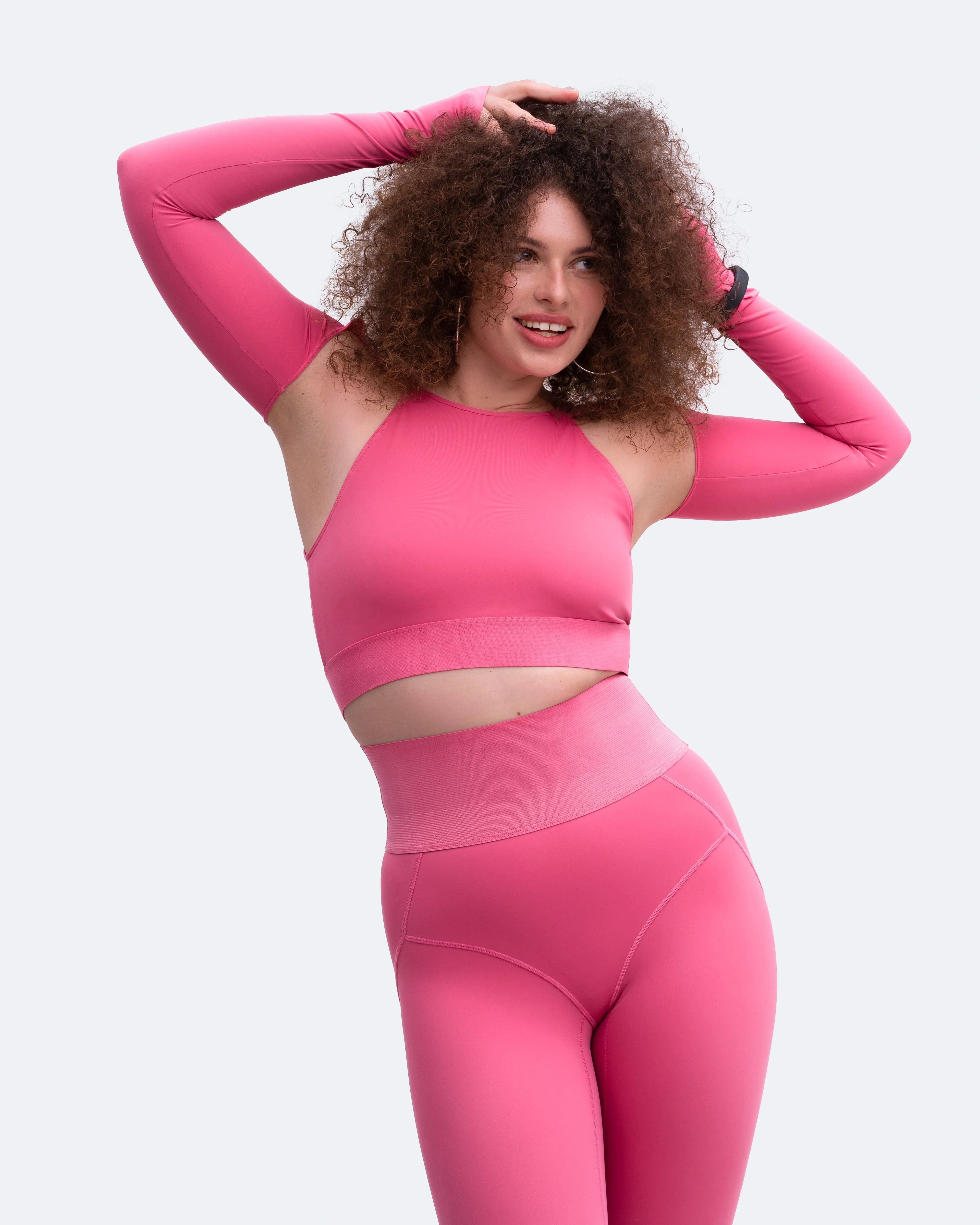 Shoulder Cut-Out Crop Top Blind stitching seams