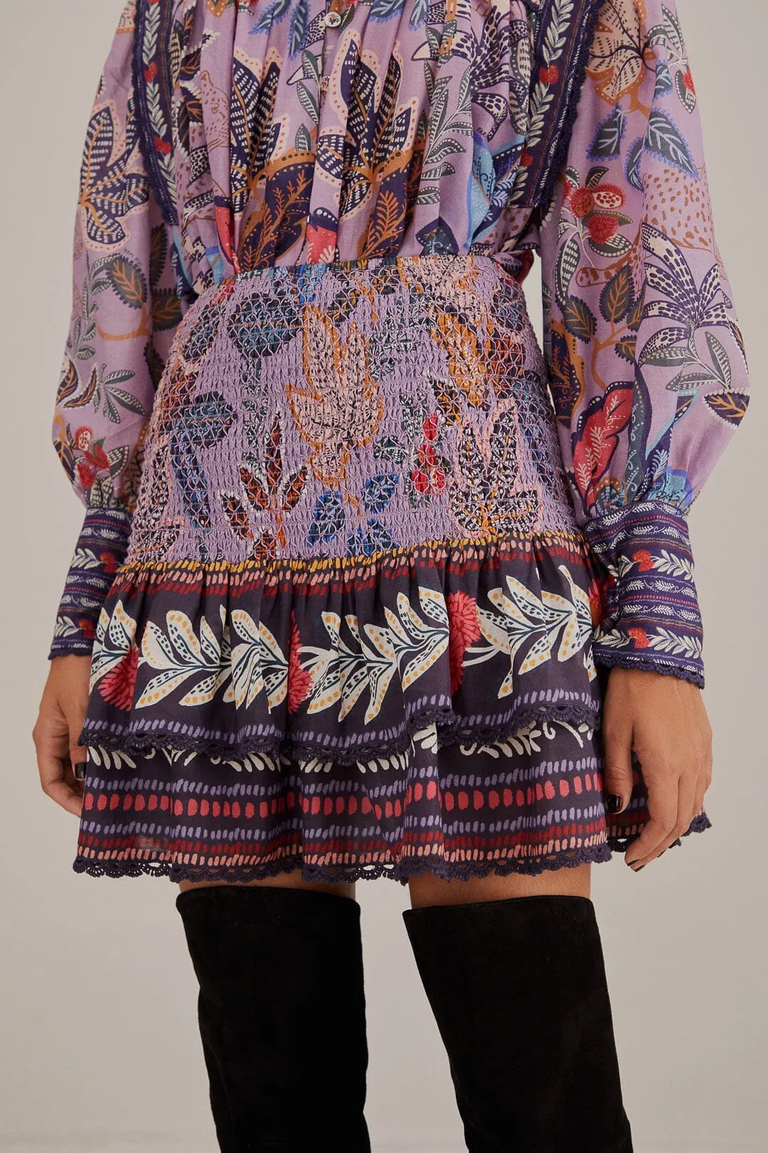 Lavender Wild Night Mini Skirt Minimalist Style Emerging Designer