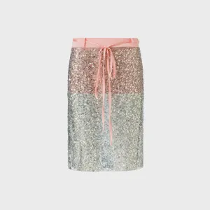 Siedres Sequined Low Rise Midi Skirt with Lining - Mint Casual Comfort