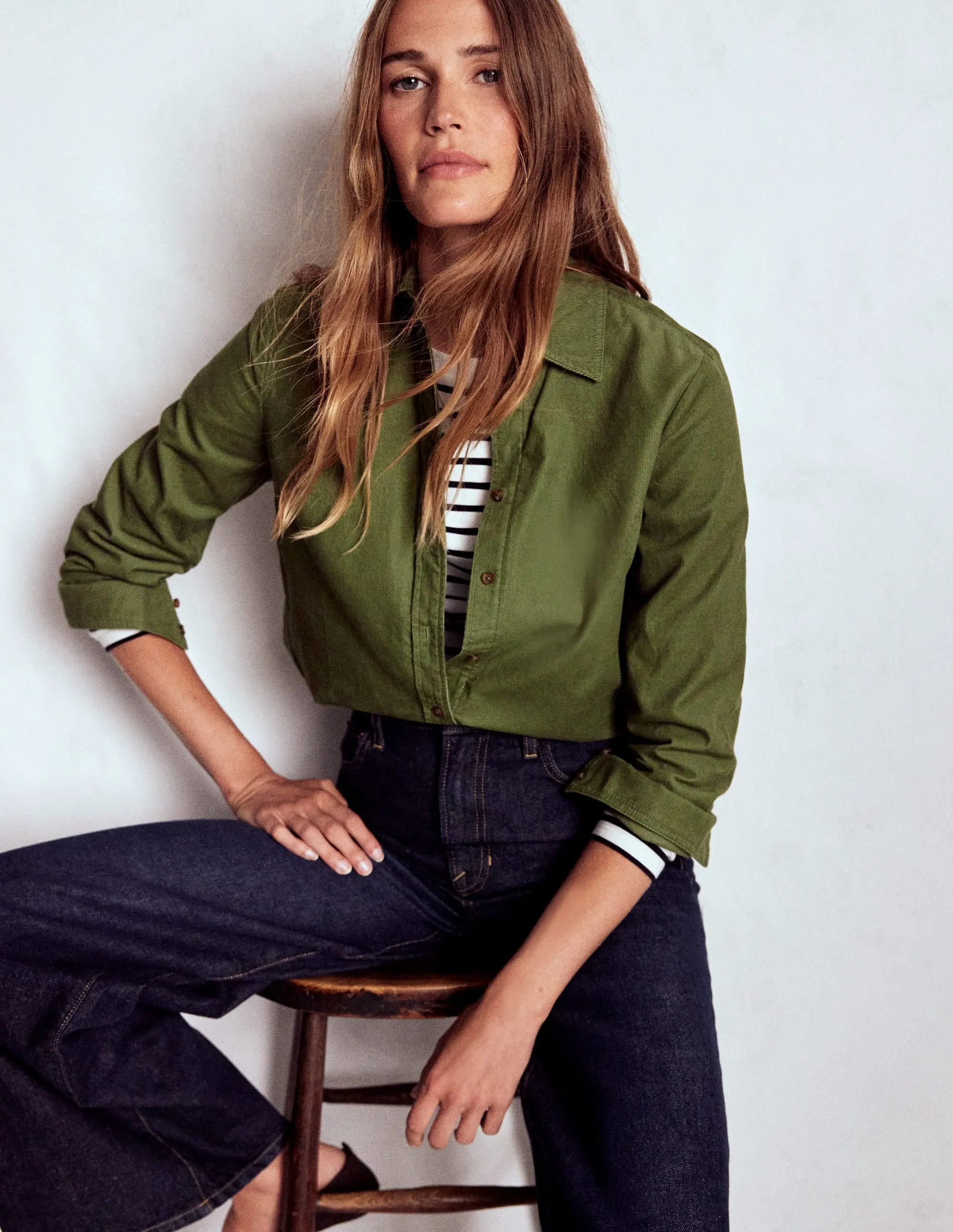 Durable Color Retention Sienna Cord Shirt-Fern