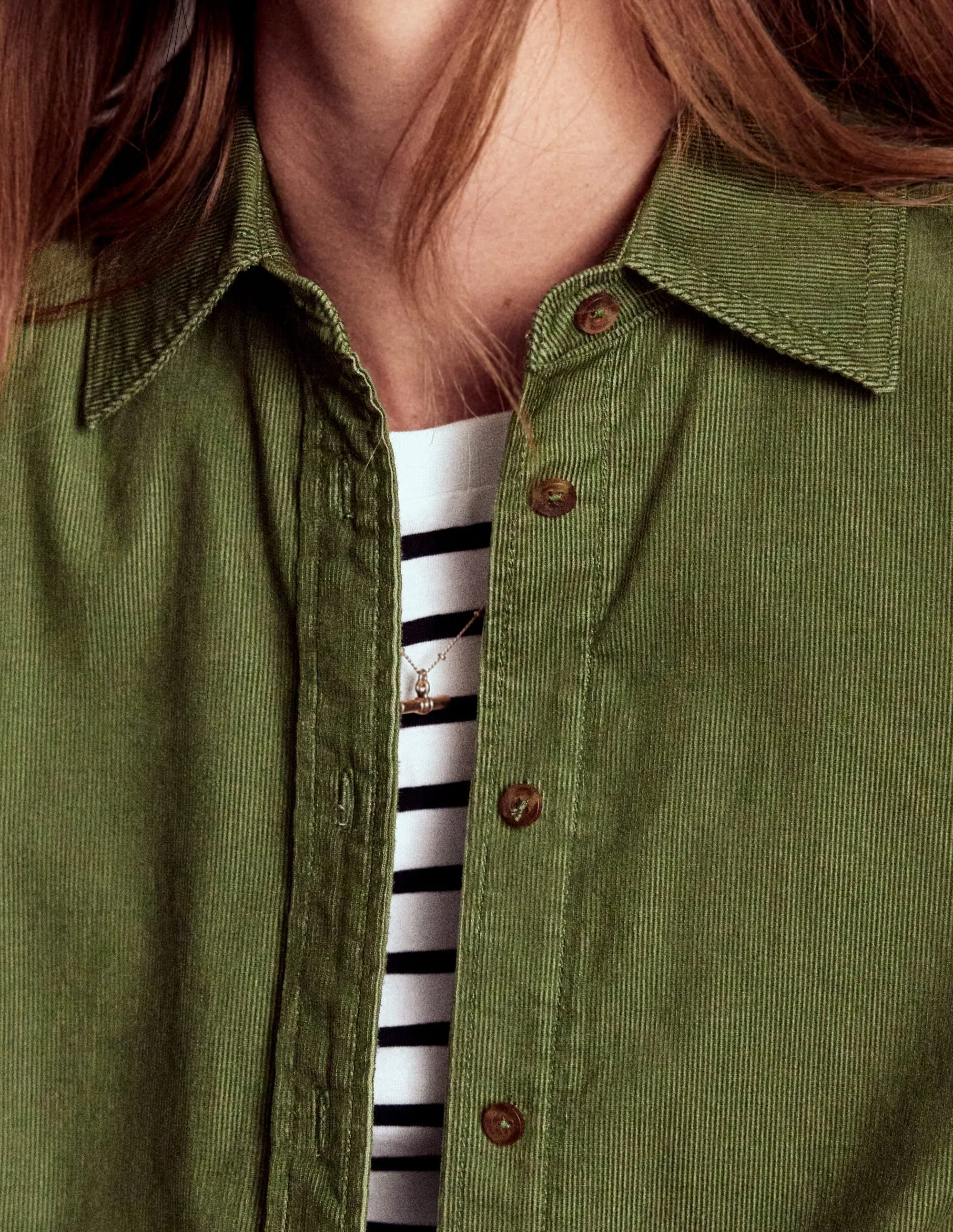 Sienna Cord Shirt-Fern Summer Favorite V-Neck