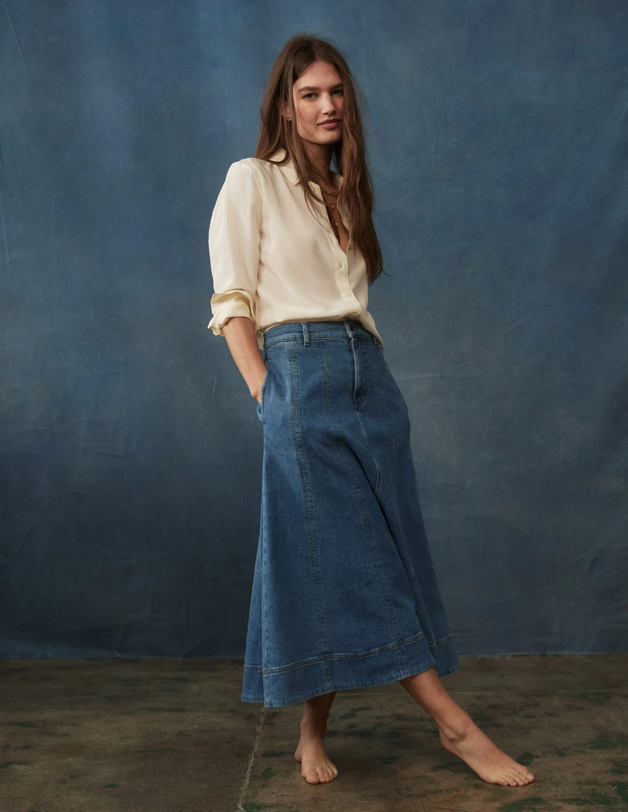 Comfortable Wear Sienna Silk Shirt-Ivory