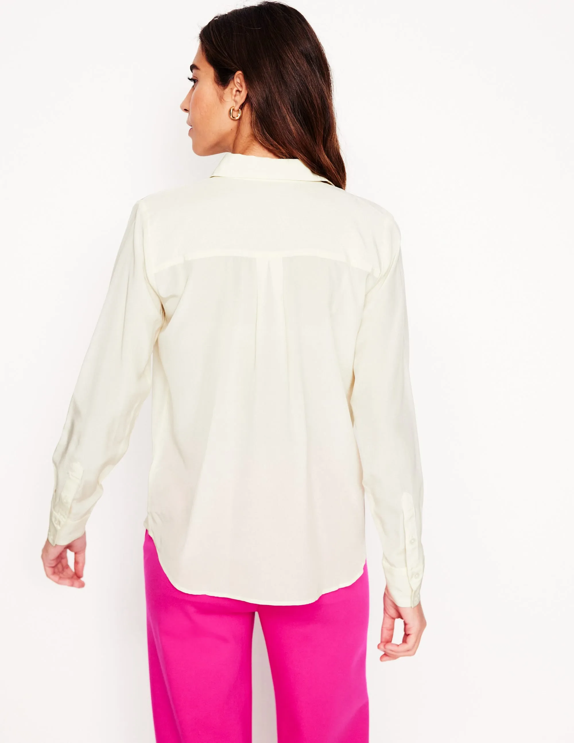 Sienna Silk Shirt-Ivory long sleeved Vintage Wash Effect