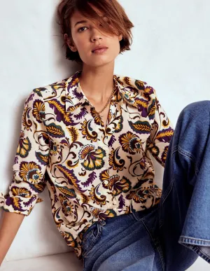 Sienna Silk Shirt-Multi, Ornate Meadow Recycled Polyester Blend