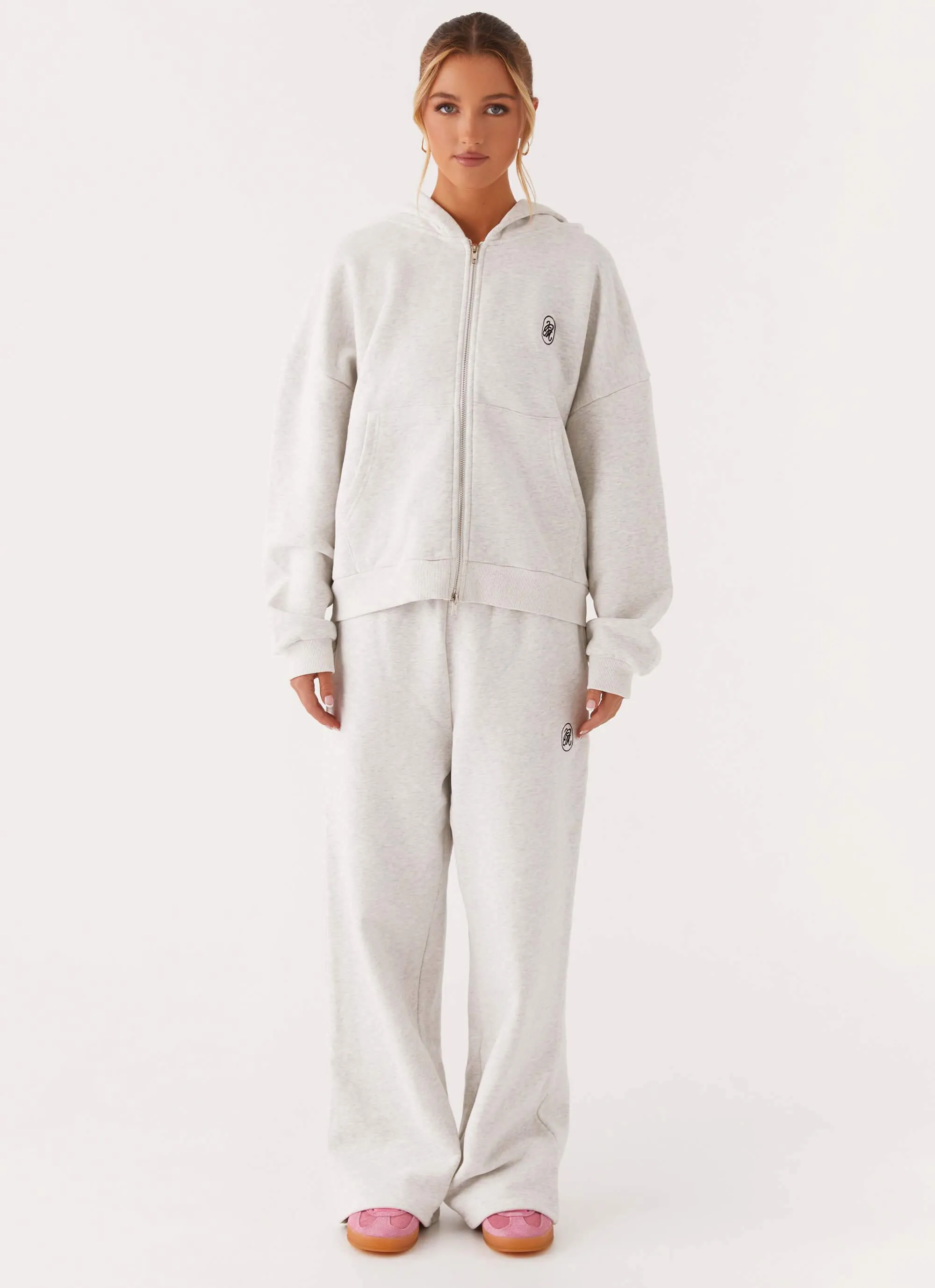 Signature Double Zip Up Hoodie - Grey Go Anywhere Wear FoldableStorageCapability