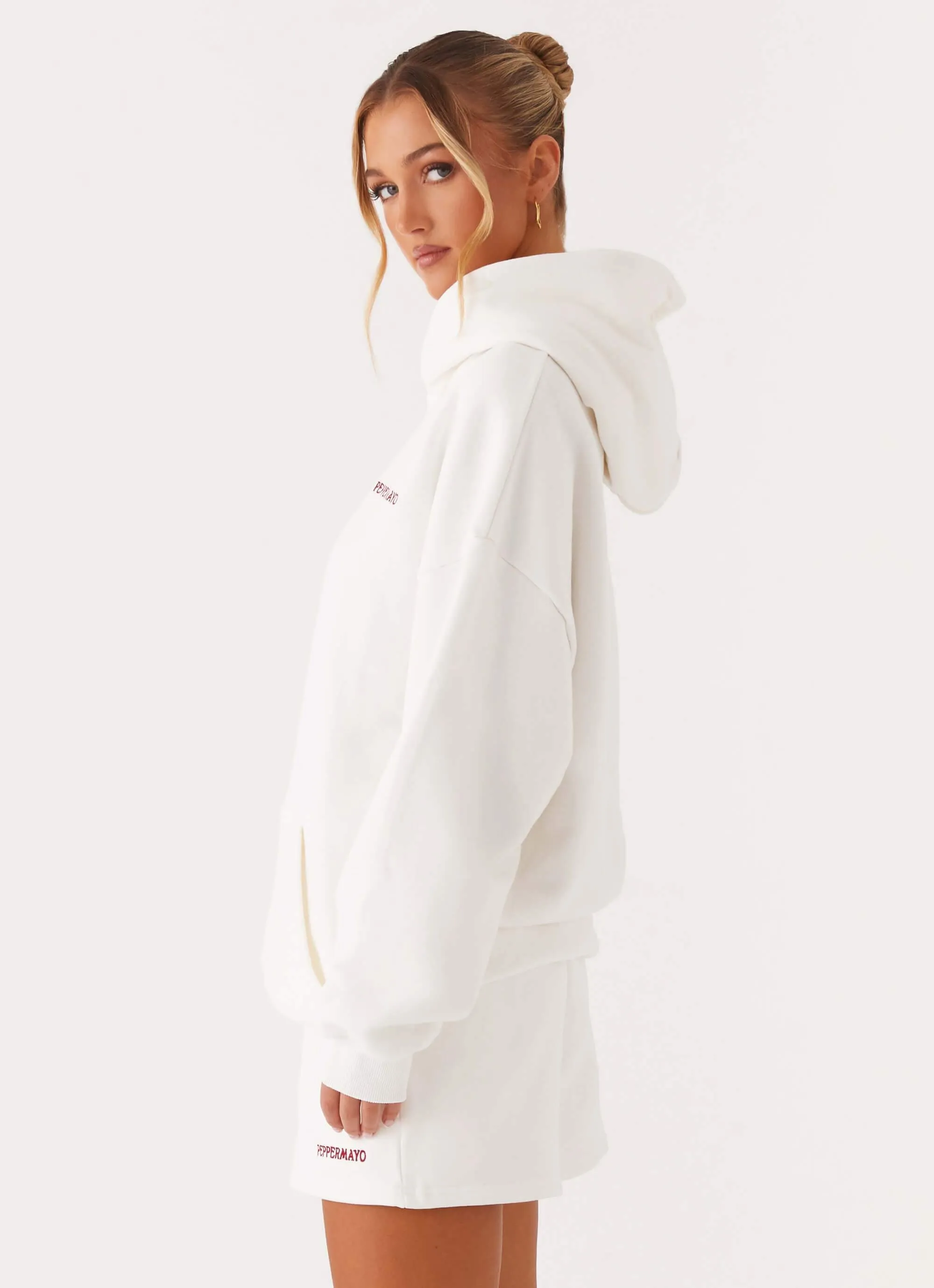 Signature Oversized Hoodie - Ivory Anti Slip Cuffs Flexible Insulation