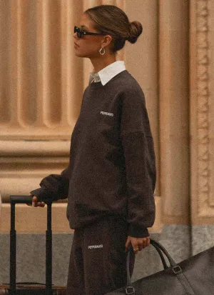 Versatile Layering Signature Oversized Sweatshirt - Charcoal