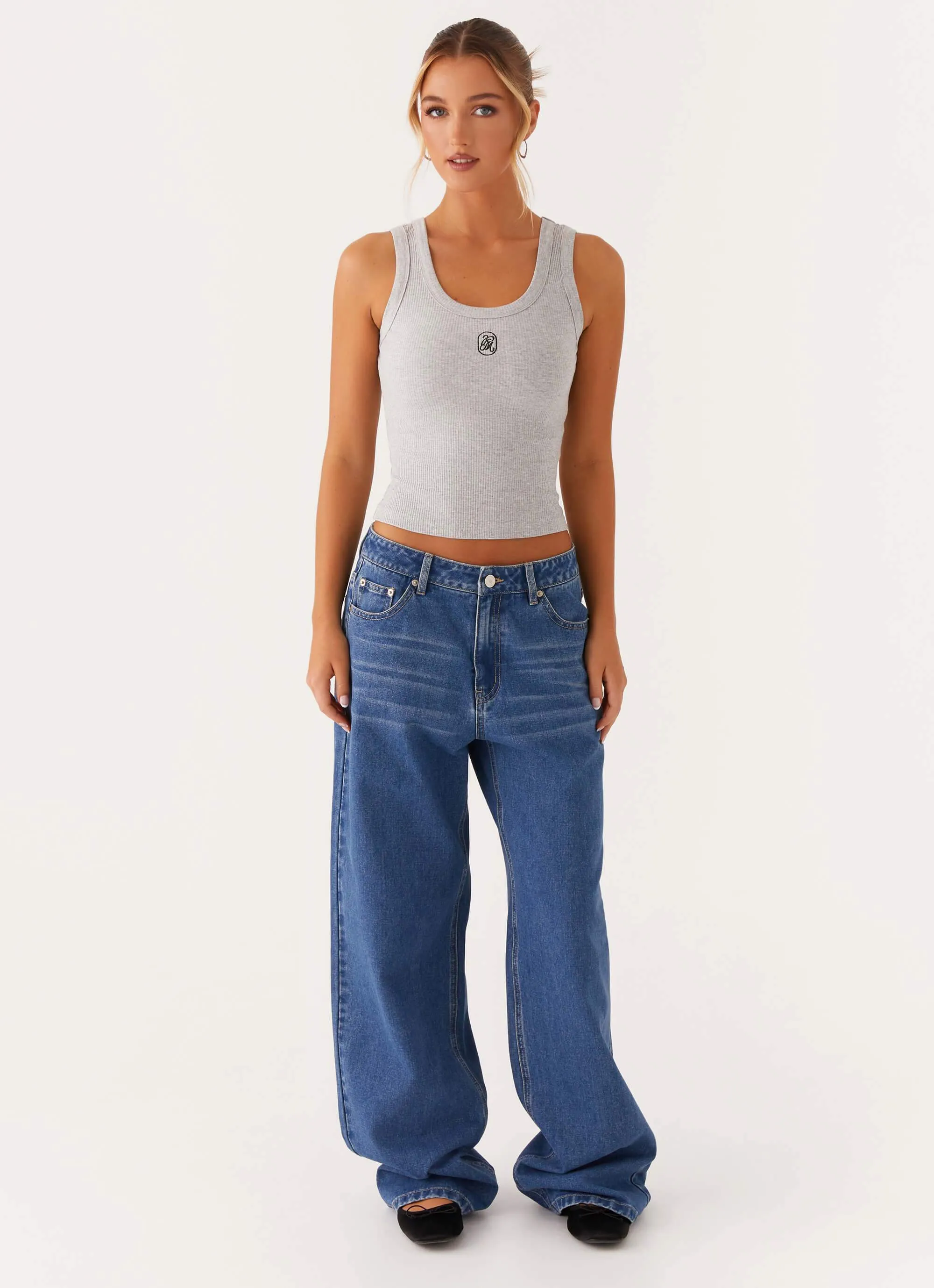 Signature Tank Top - Light Grey Marle Durable Reinforced Hems Circular Knit Pattern