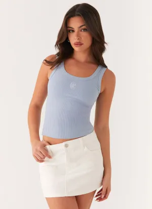 Brushed Inner Signature Tank Top - Slate Blue