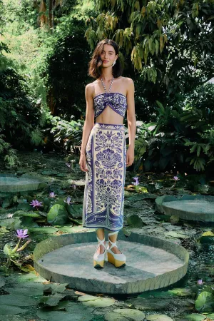 Artisanal Craft Lightweight texture Off-White Delicate Tapestry Knit Skirt