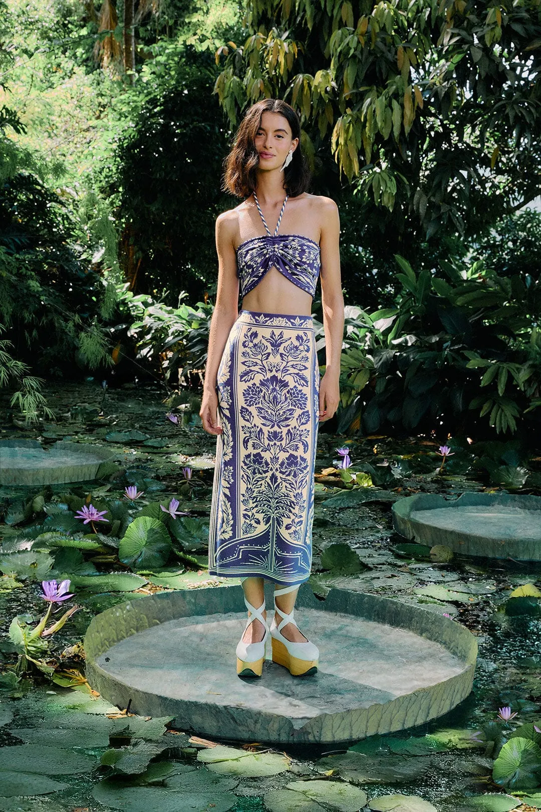 Artisanal Craft Lightweight texture Off-White Delicate Tapestry Knit Skirt