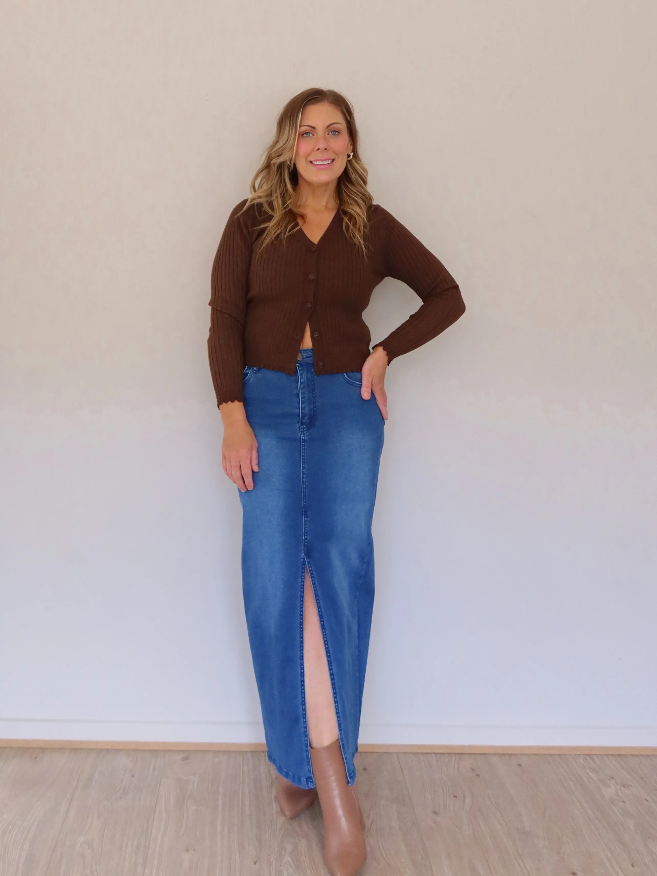 Elegant Flow Bamboo Fiber Ramsay Skirt - Dark Blue