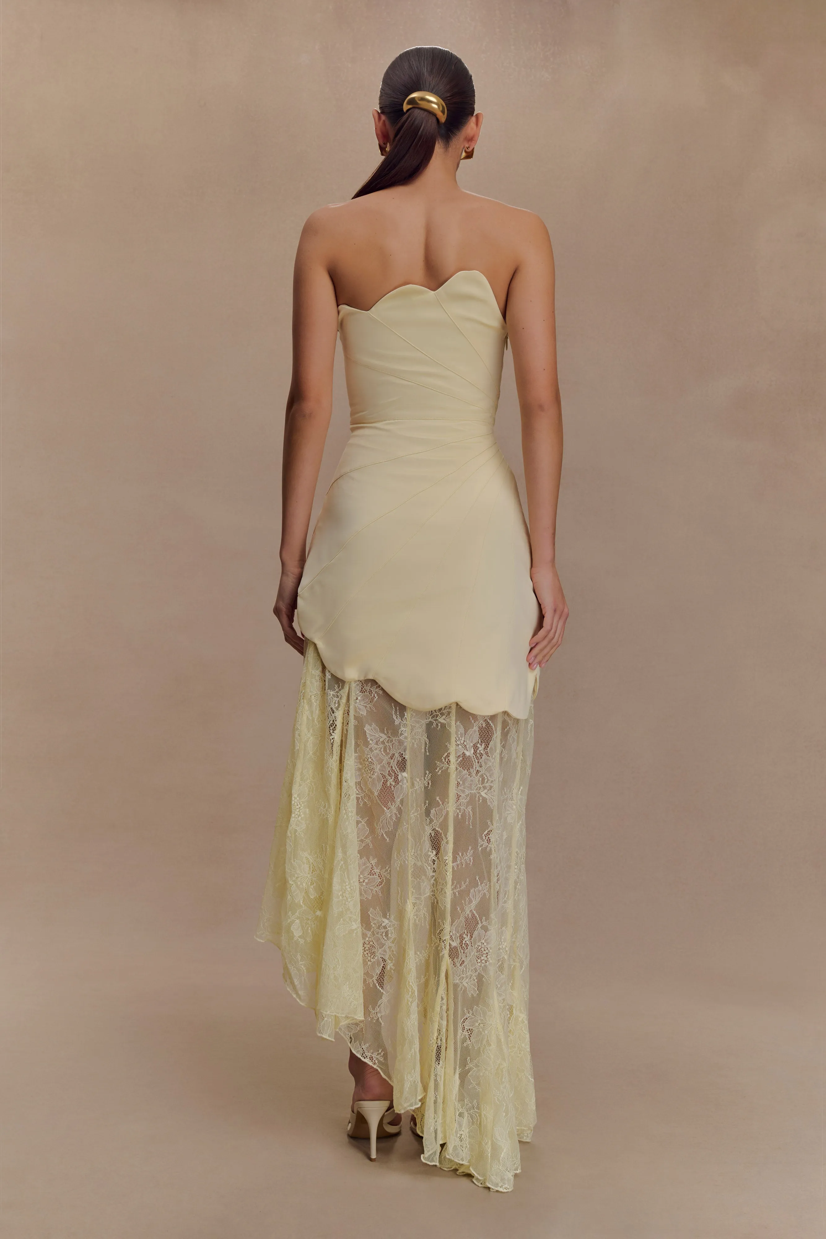 Aleena Satin And Lace Maxi Dress - Lemon Relax Flex relaxed shape
