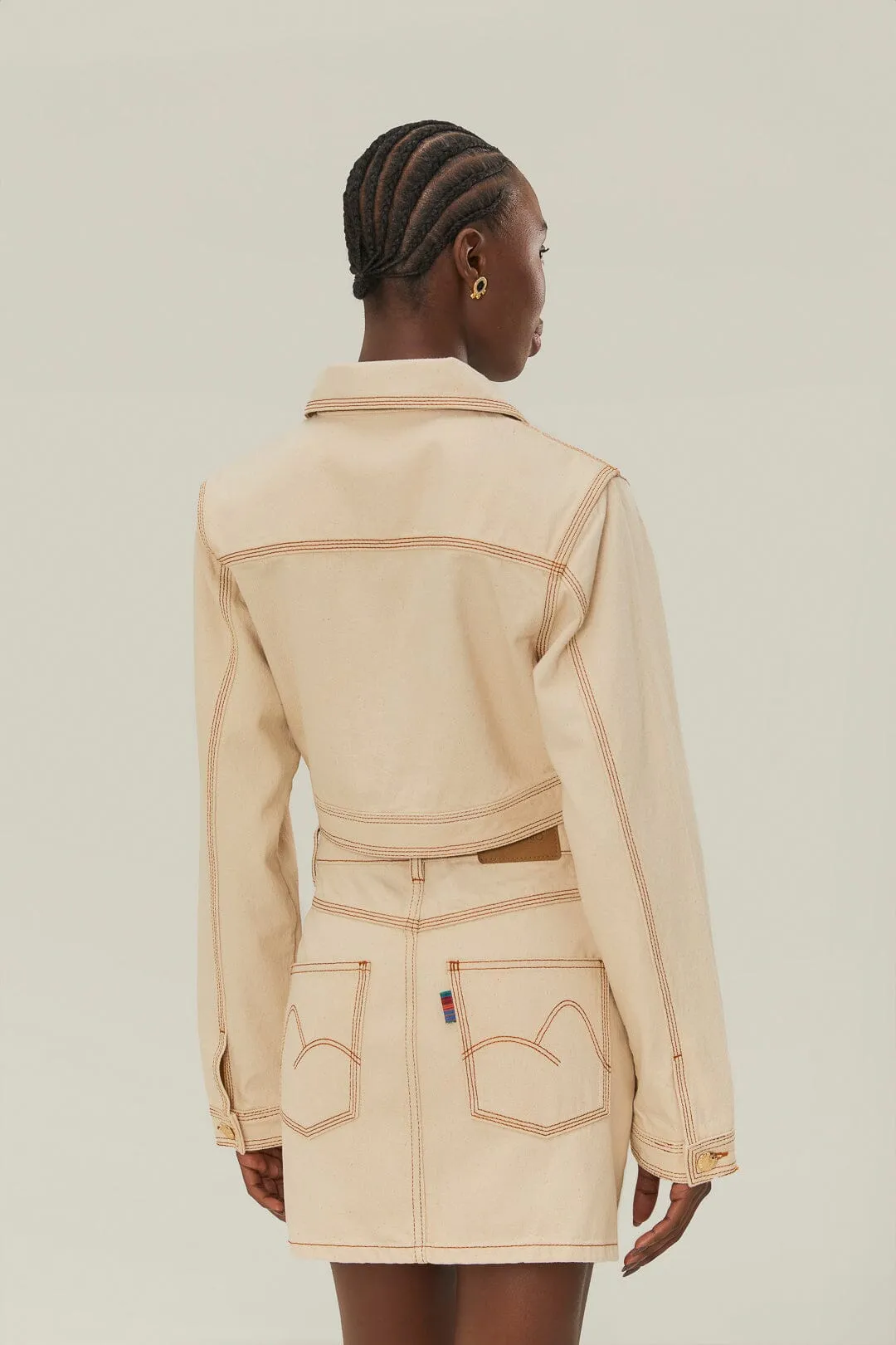 ErgonomicCut Off-White Gabardine Cropped Jacket