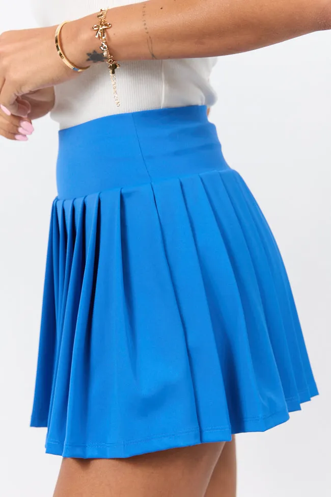For The Win Cobalt Blue Pleated Tennis Skirt SALE Elegant Feel Elastic hem