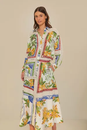 Soft Focus Low Maintenance Fabric Off-White Tropical Destination LENZING? ECOVERO? Euroflax? Midi Skirt