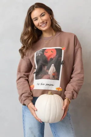 product keychain convenience 'Tis The Season Halloween Photo Print Mocha Graphic Sweatshirt SALE