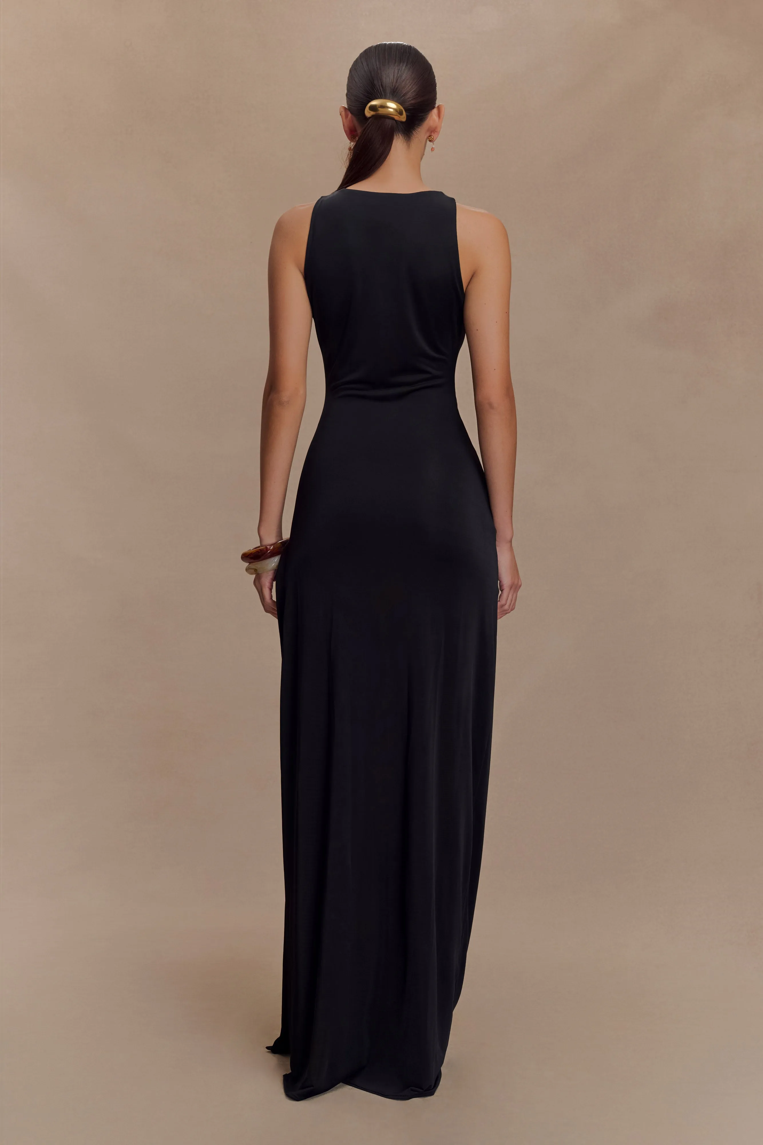 Minimalist Look Kaiden Slinky Beaded Maxi Dress - Black