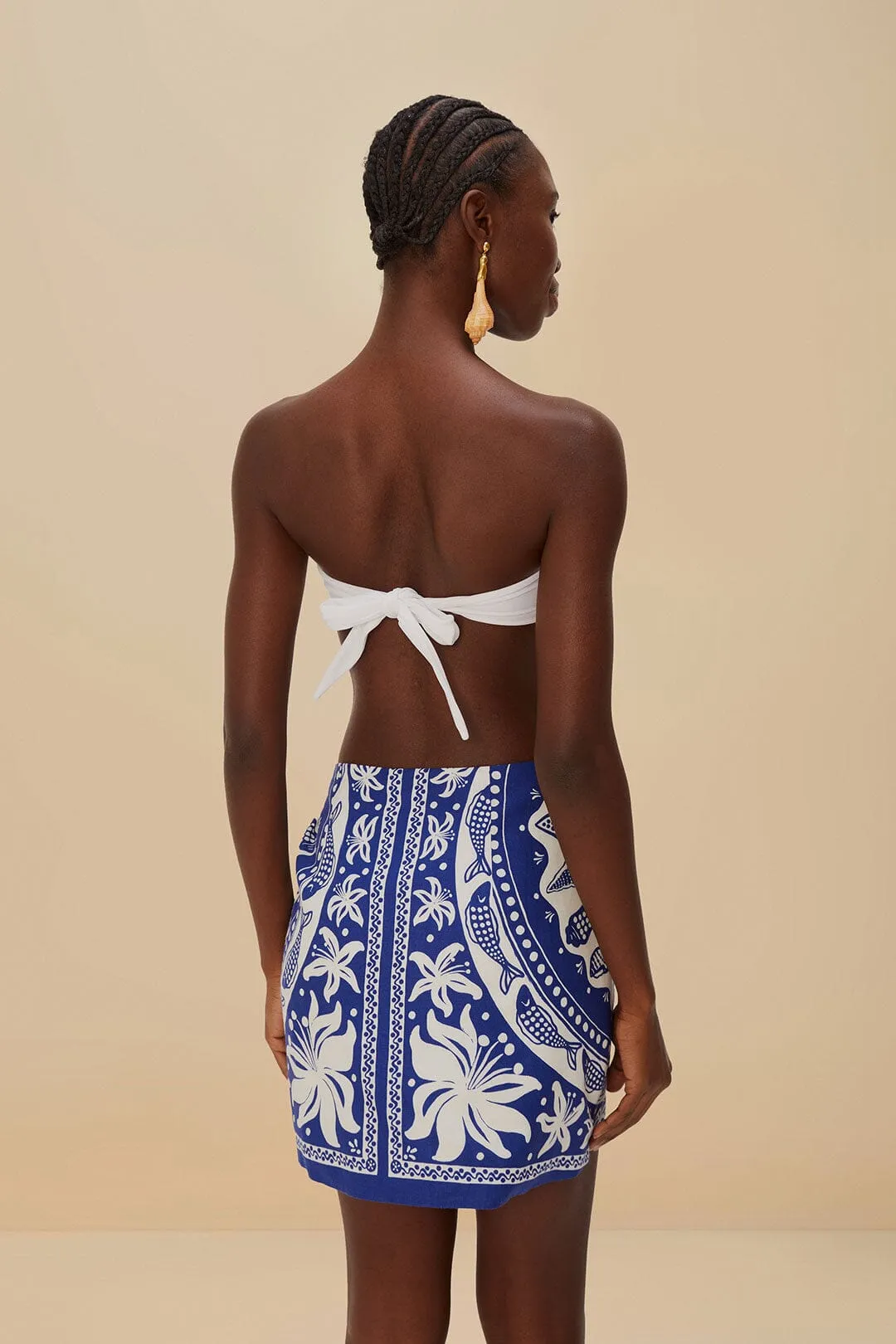 Runway Ready Sheer Overlay Off-White Ocean Scarf LENZING? ECOVERO? Euroflax? Mini Skirt