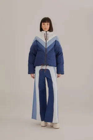 Easy Flex Design Rugged Fit Patchwork Denim Wide Pants