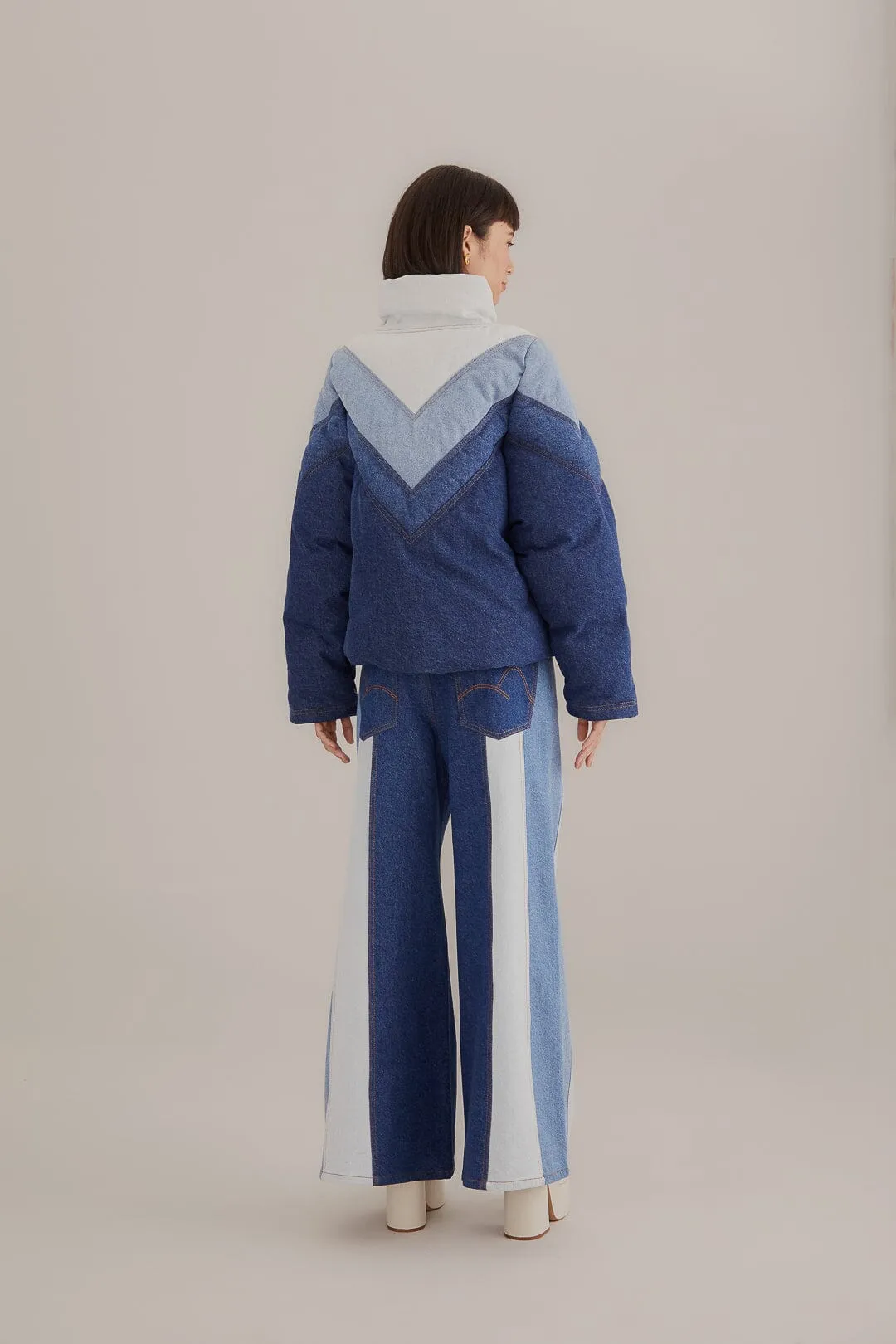 Timeless Comfort Fit Patchwork Denim Wide Pants