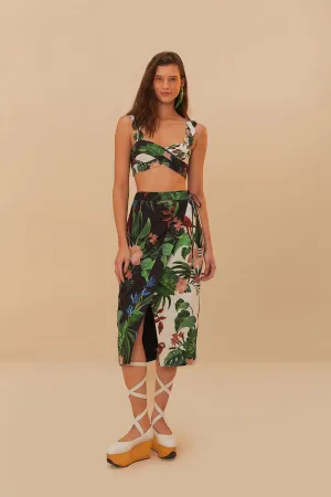 Mixed Midnight Macaw Fiesta LENZING? ECOVERO? Euroflax? Midi Skirt Fold Over Design Everyday Look