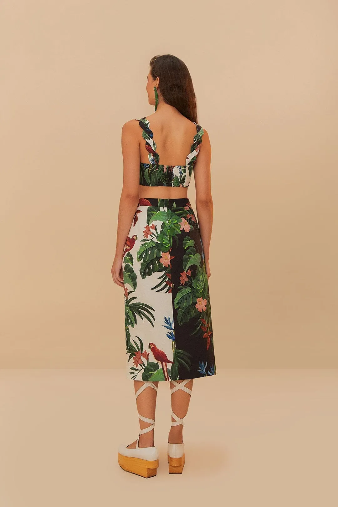 Mixed Midnight Macaw Fiesta LENZING? ECOVERO? Euroflax? Midi Skirt Hand Painted