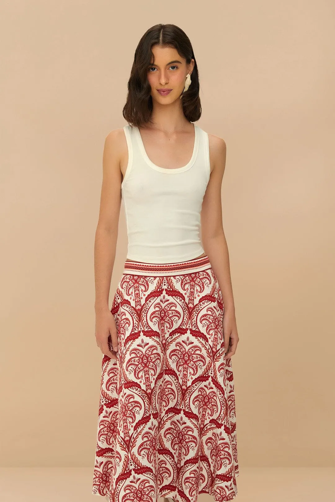 Everyday Favorite Light Motion Off-White Tropical Cameo LENZING? ECOVERO? Euroflax? Midi Skirt