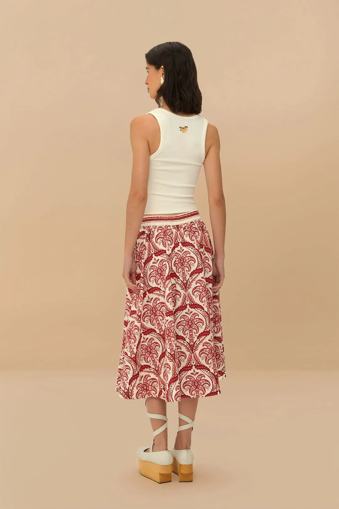 Off-White Tropical Cameo LENZING? ECOVERO? Euroflax? Midi Skirt Bold Statement