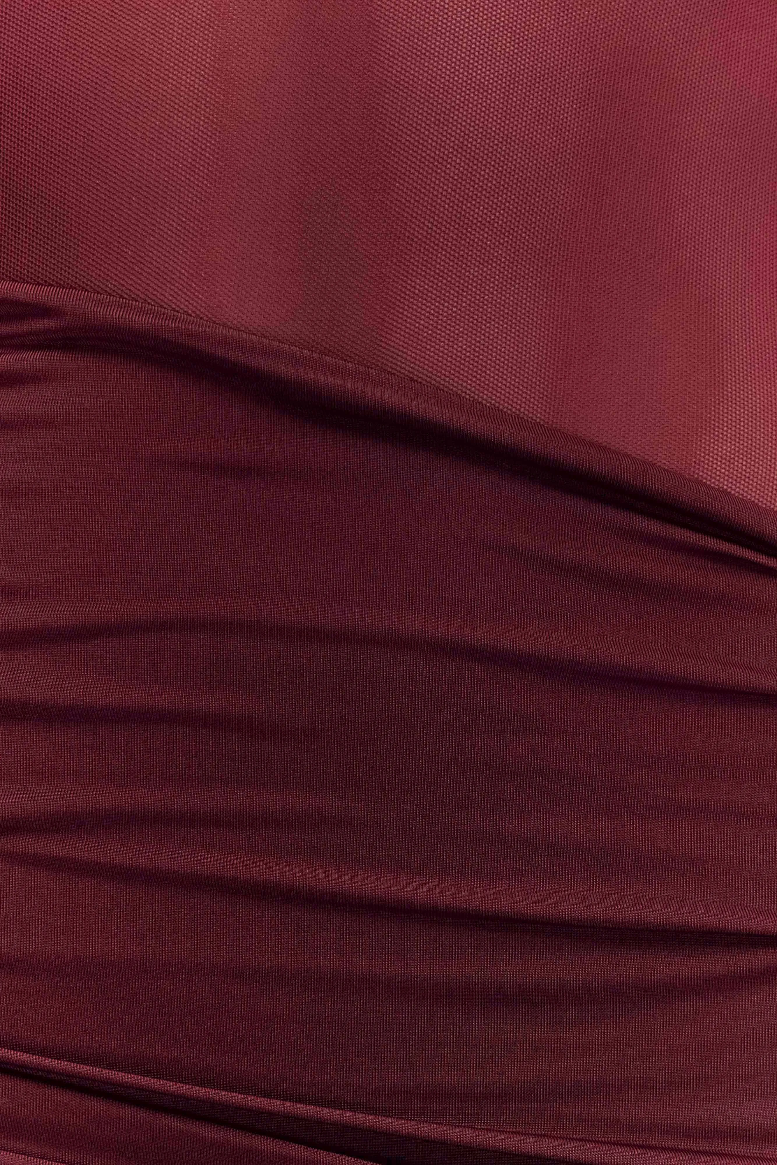 Dallas One Shoulder Mesh Maxi Dress - Burgundy Playful touch