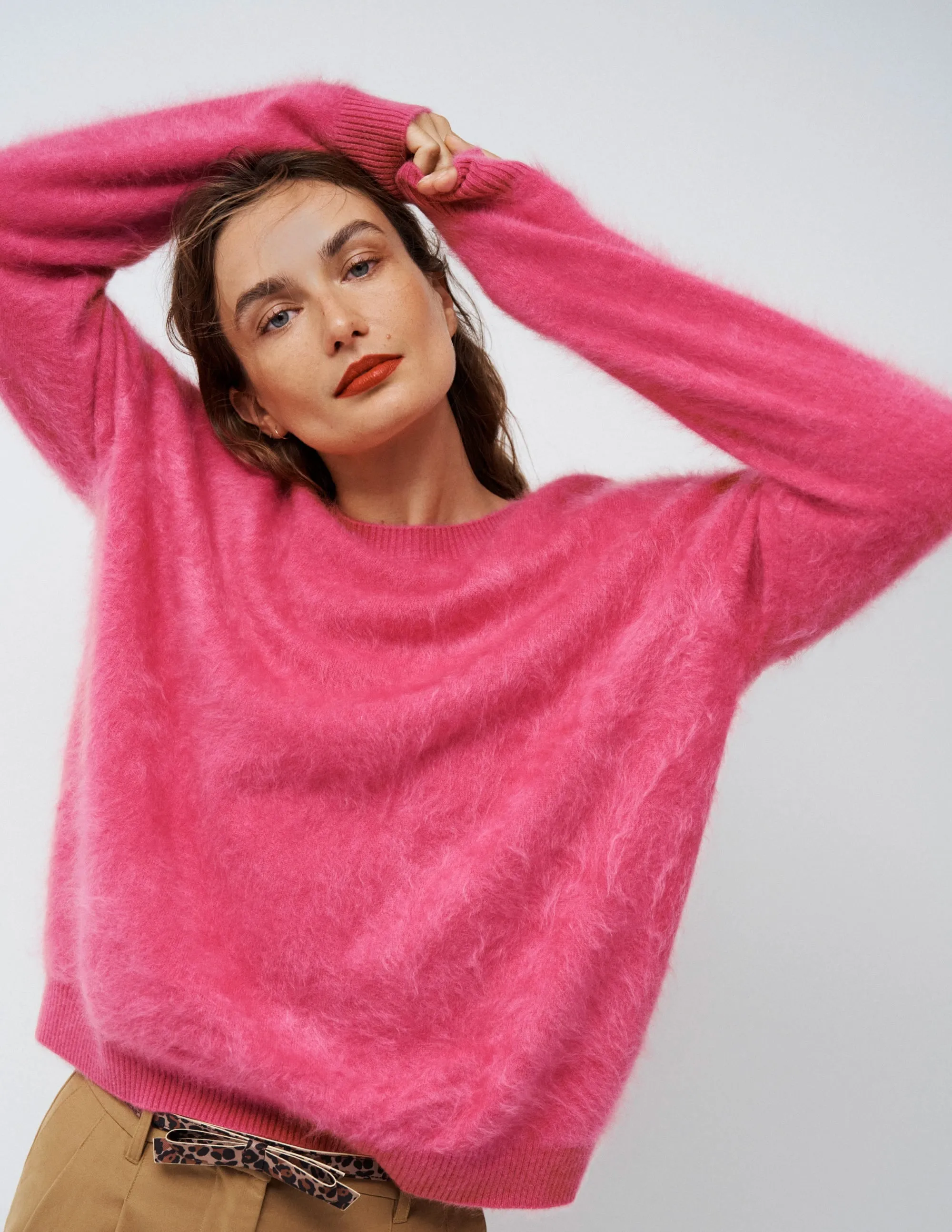 AntiStatic Finish Cold Warmth Brushed Cashmere Jumper-Pink Peony