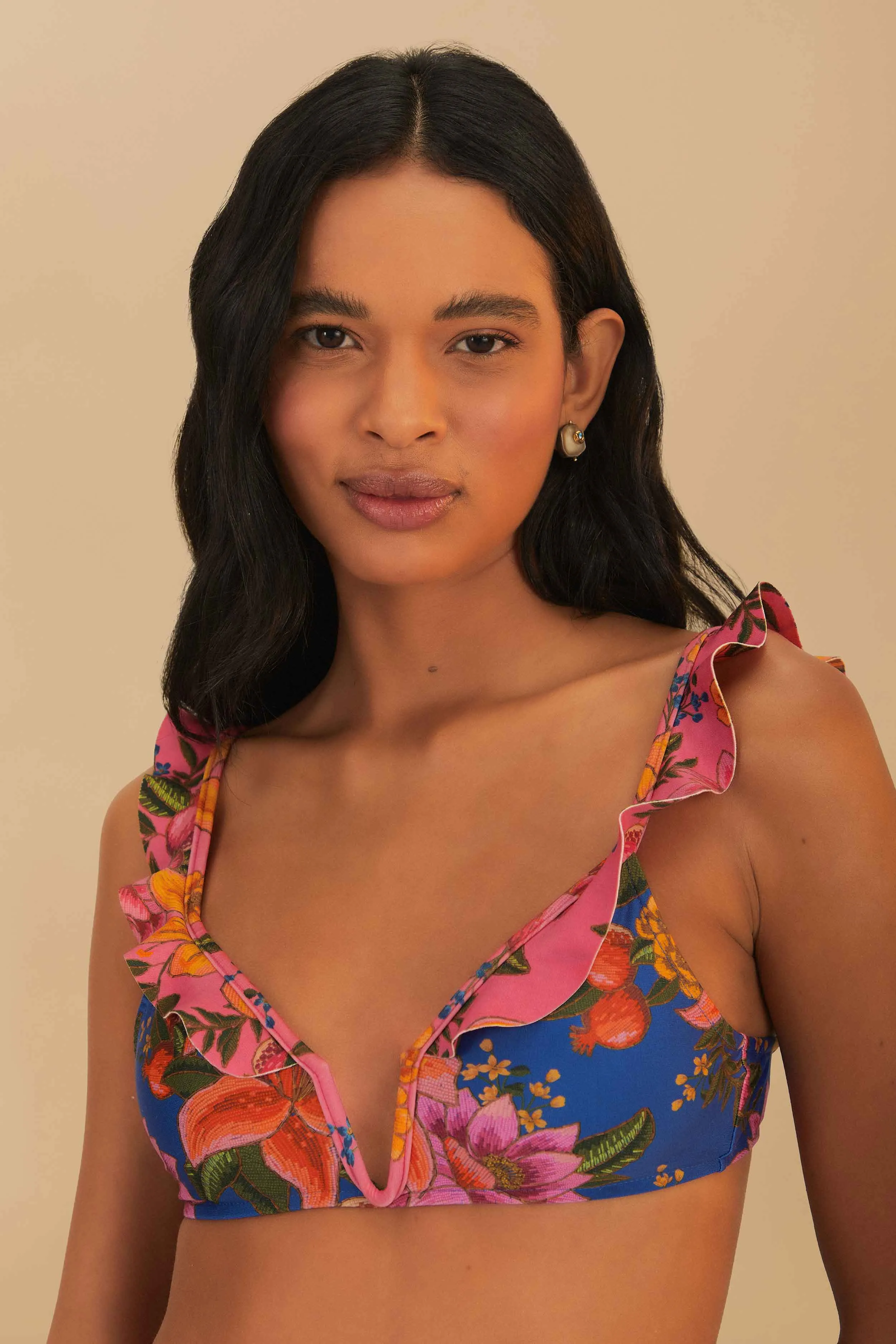 Multicolor Summer Fruit Underwire Bikini Top Suburb Ease Comfort Wear