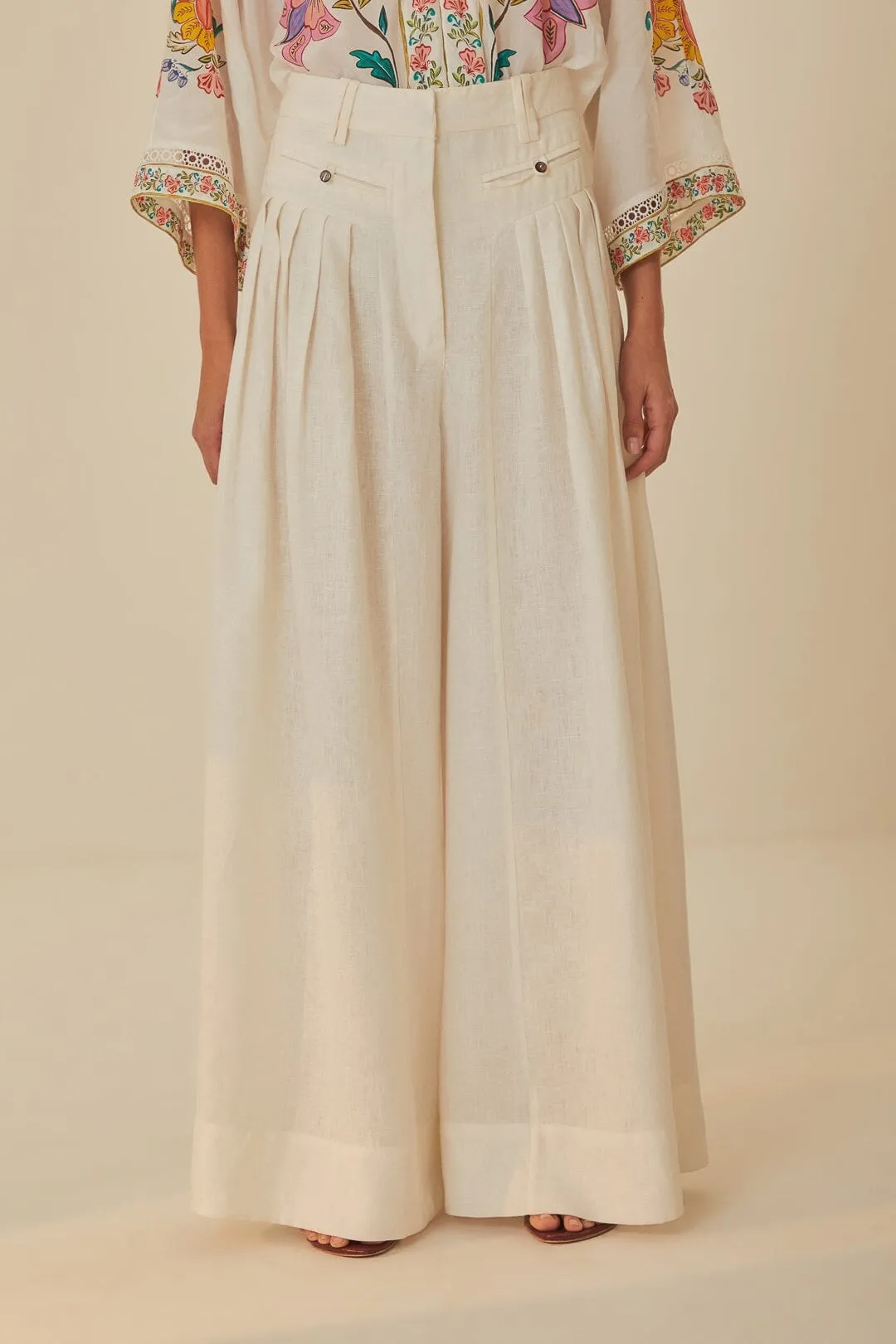 White Euroflax? Premium Linen Pleated Pants NonBindingWaistline