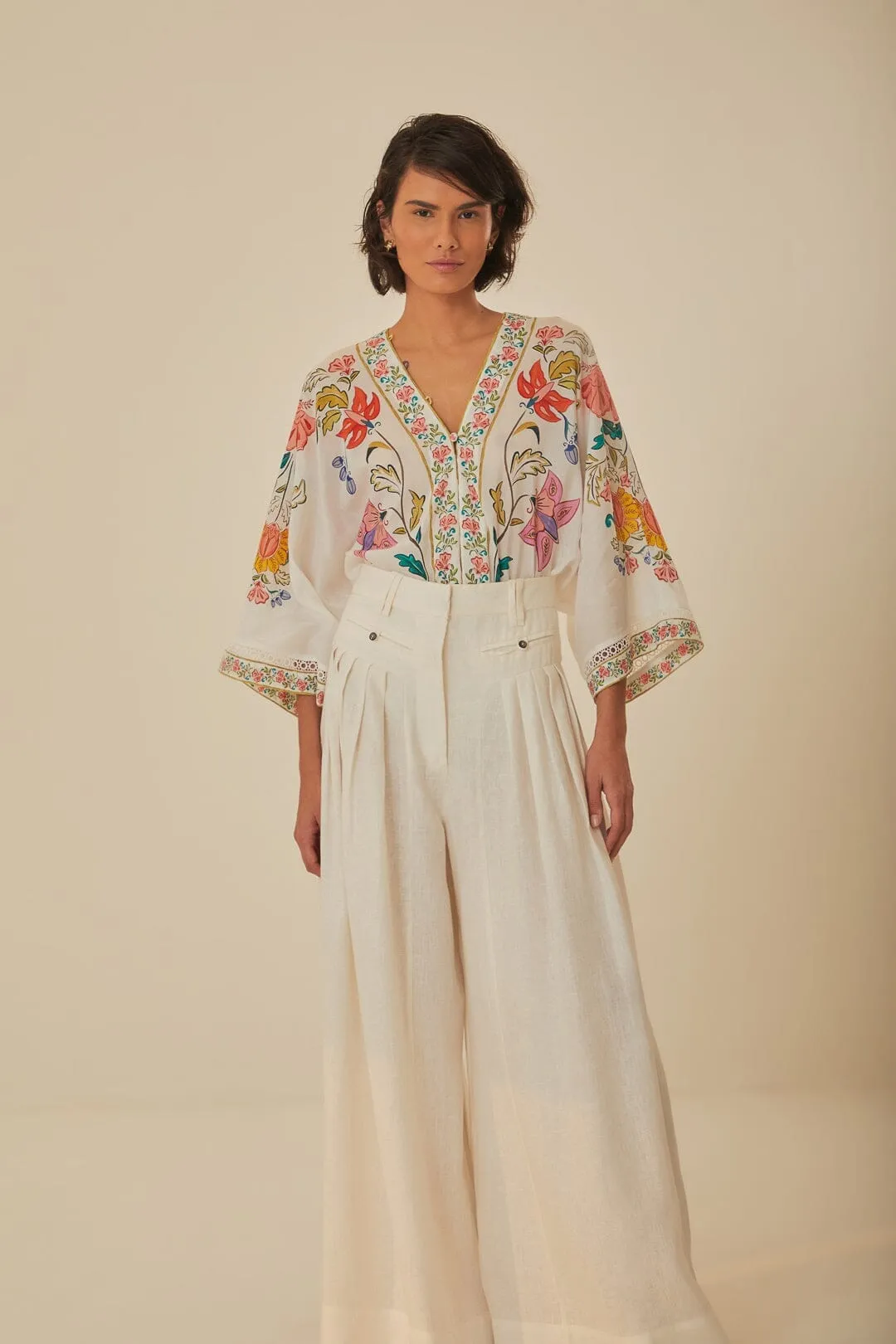 White Euroflax? Premium Linen Pleated Pants NonRestrictiveFit