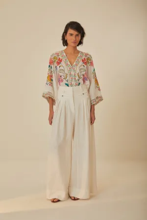 Durable Fit Comfy Texture White Euroflax? Premium Linen Pleated Pants