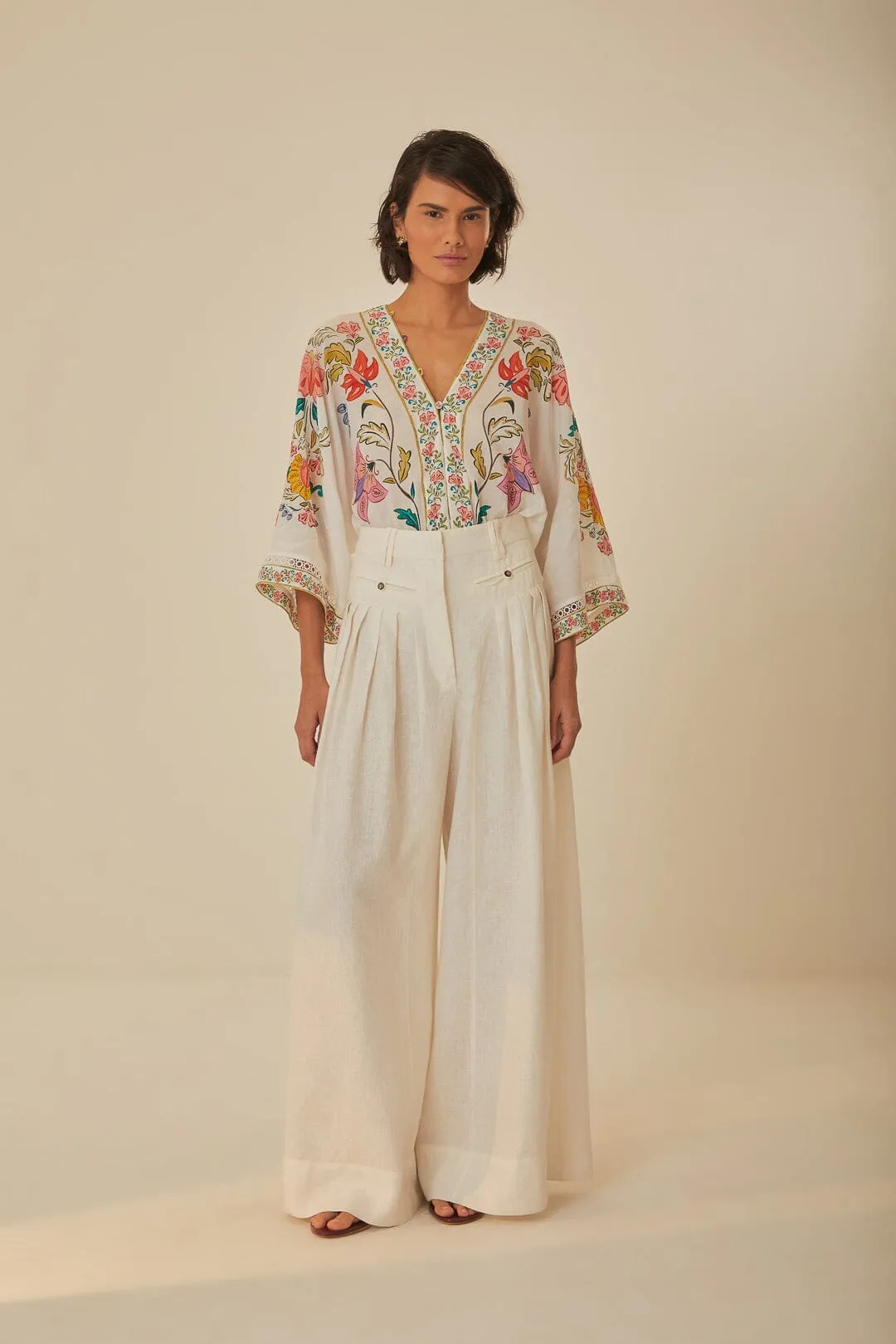 Durable Fit Comfy Texture White Euroflax? Premium Linen Pleated Pants