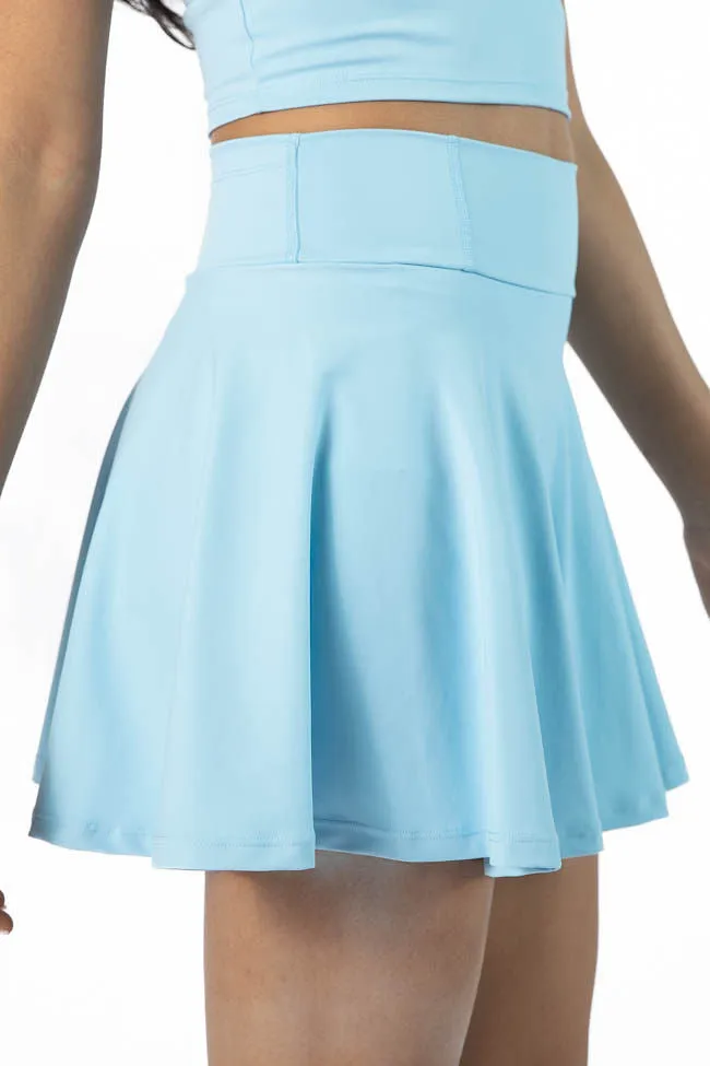 Recycled Polyester Head Start Light Blue Pleated Active Skort SALE