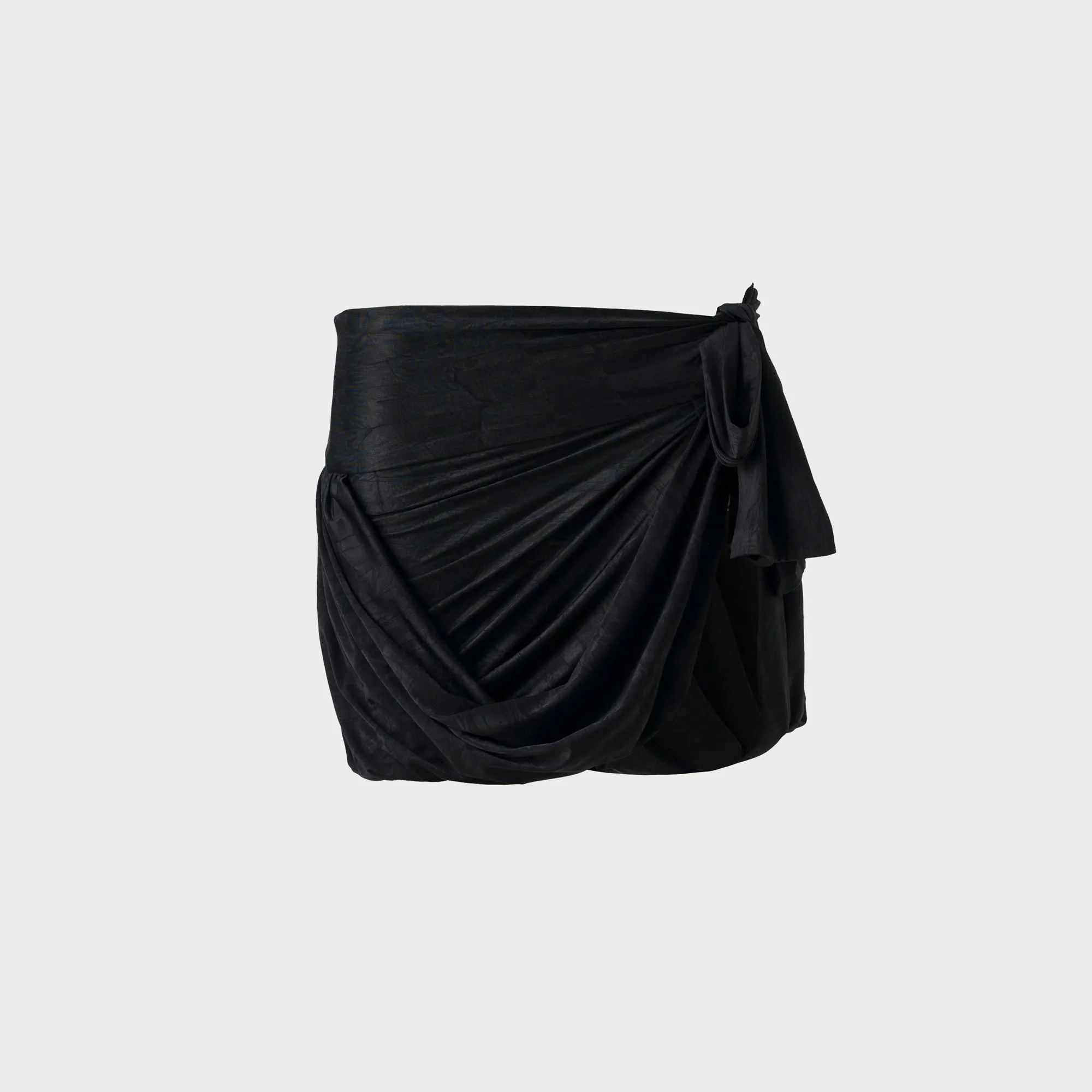Siedres Tie Detailed Jersey Wrap Mini Skirt - Black Flat Lay Collar Everyday Favorite