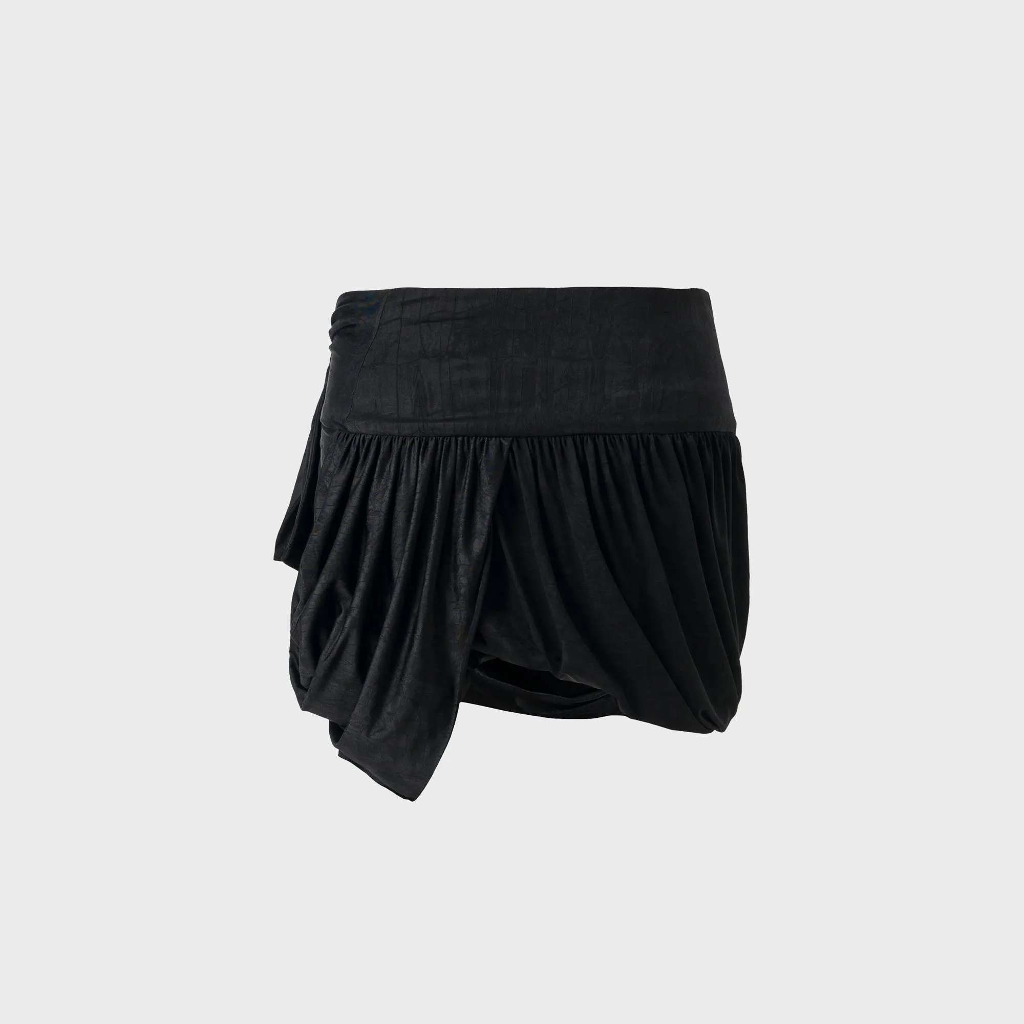 Siedres Tie Detailed Jersey Wrap Mini Skirt - Black ribbed texture Double Stitched