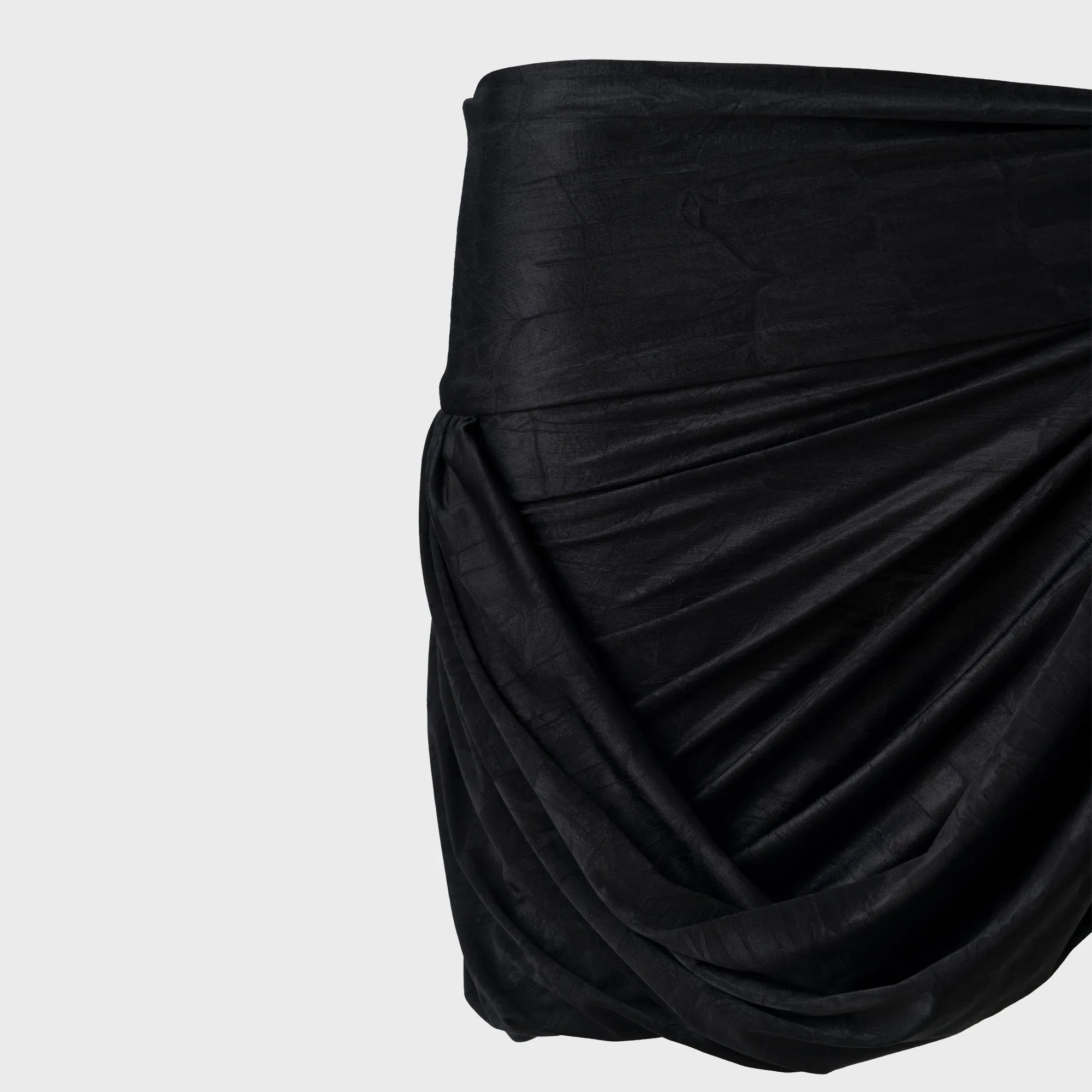 Siedres Tie Detailed Jersey Wrap Mini Skirt - Black Satin feel