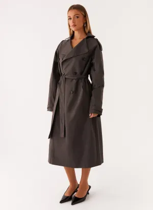 Brighton Oversized Trench Coat - Grey Compression Layer SlimSilhouette
