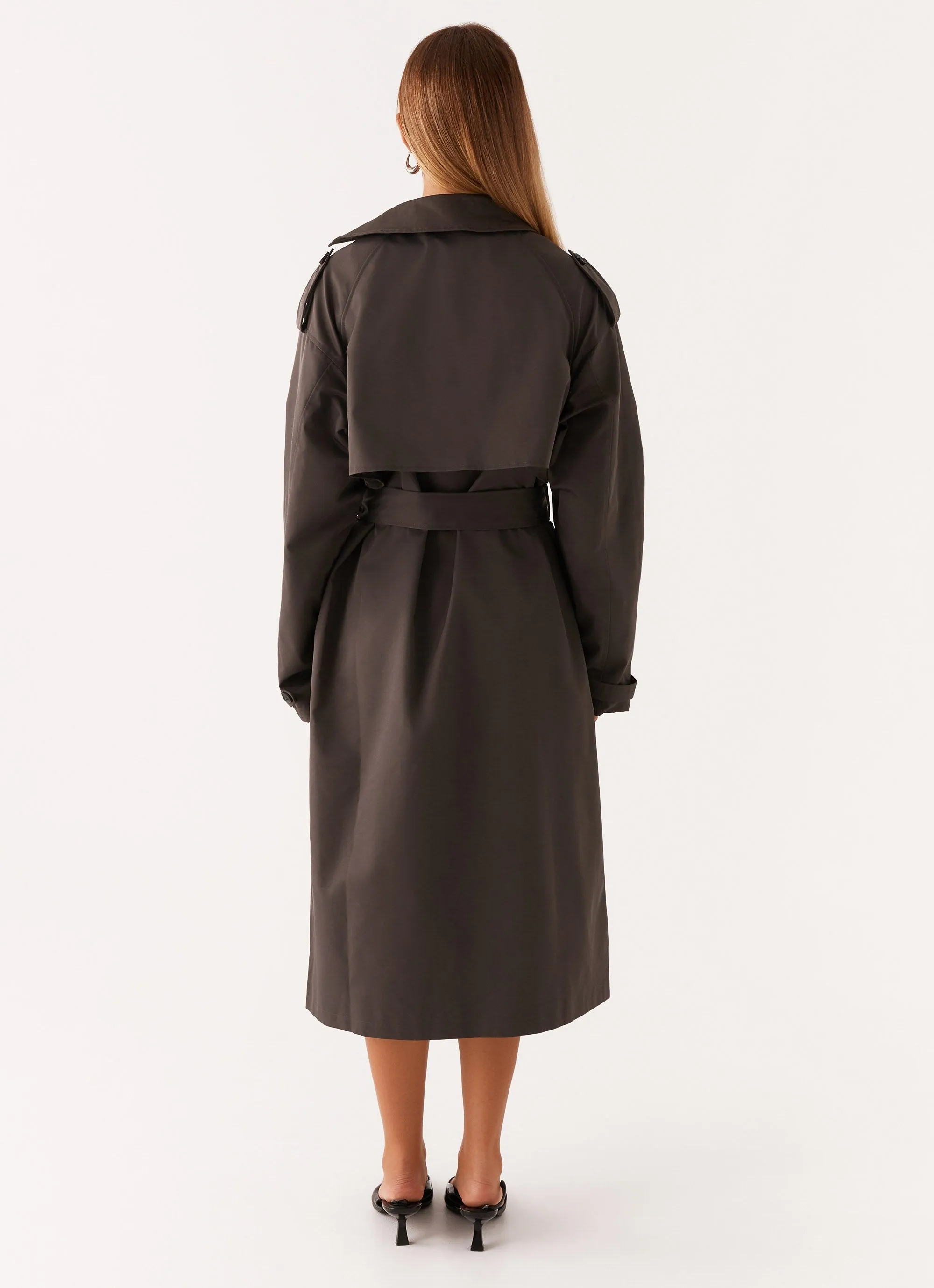 MeshLinedVents Anti Pilling Brighton Oversized Trench Coat - Grey