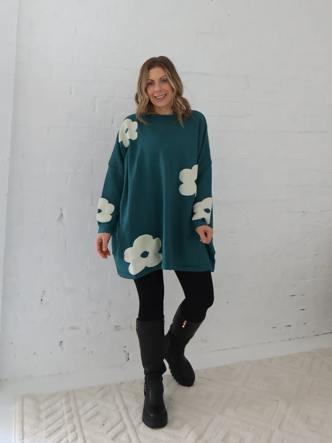 Chill Wear Ready Style Avery Knit - Teal Flower