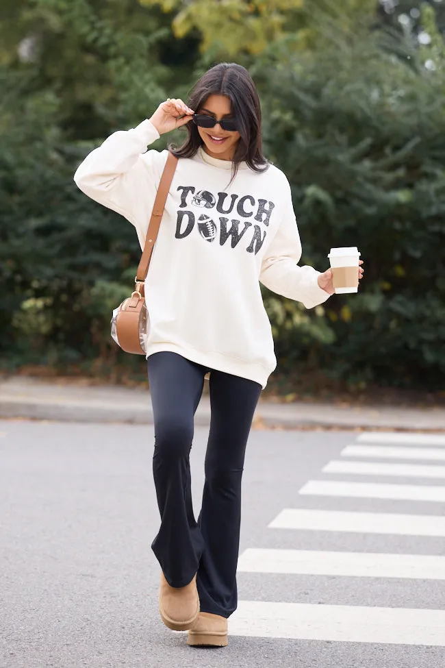Touchdown Printed Cream Graphic Sweatshirt SALE Comfy Layering Business casual