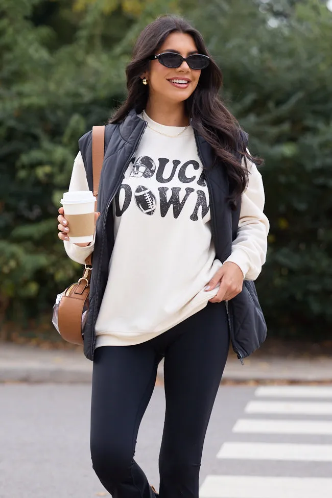 Street Relaxed Warm Look Touchdown Printed Cream Graphic Sweatshirt SALE