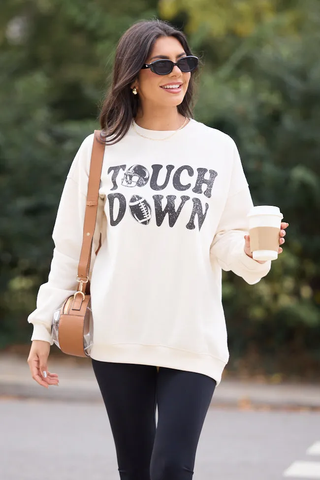 Touchdown Printed Cream Graphic Sweatshirt SALE Casual Hoodie Style