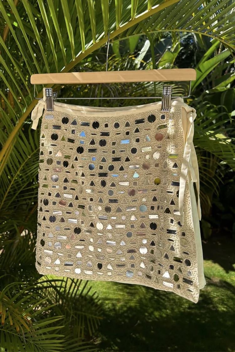 Red Carpet Look Cream Beaded Mirror Skirt