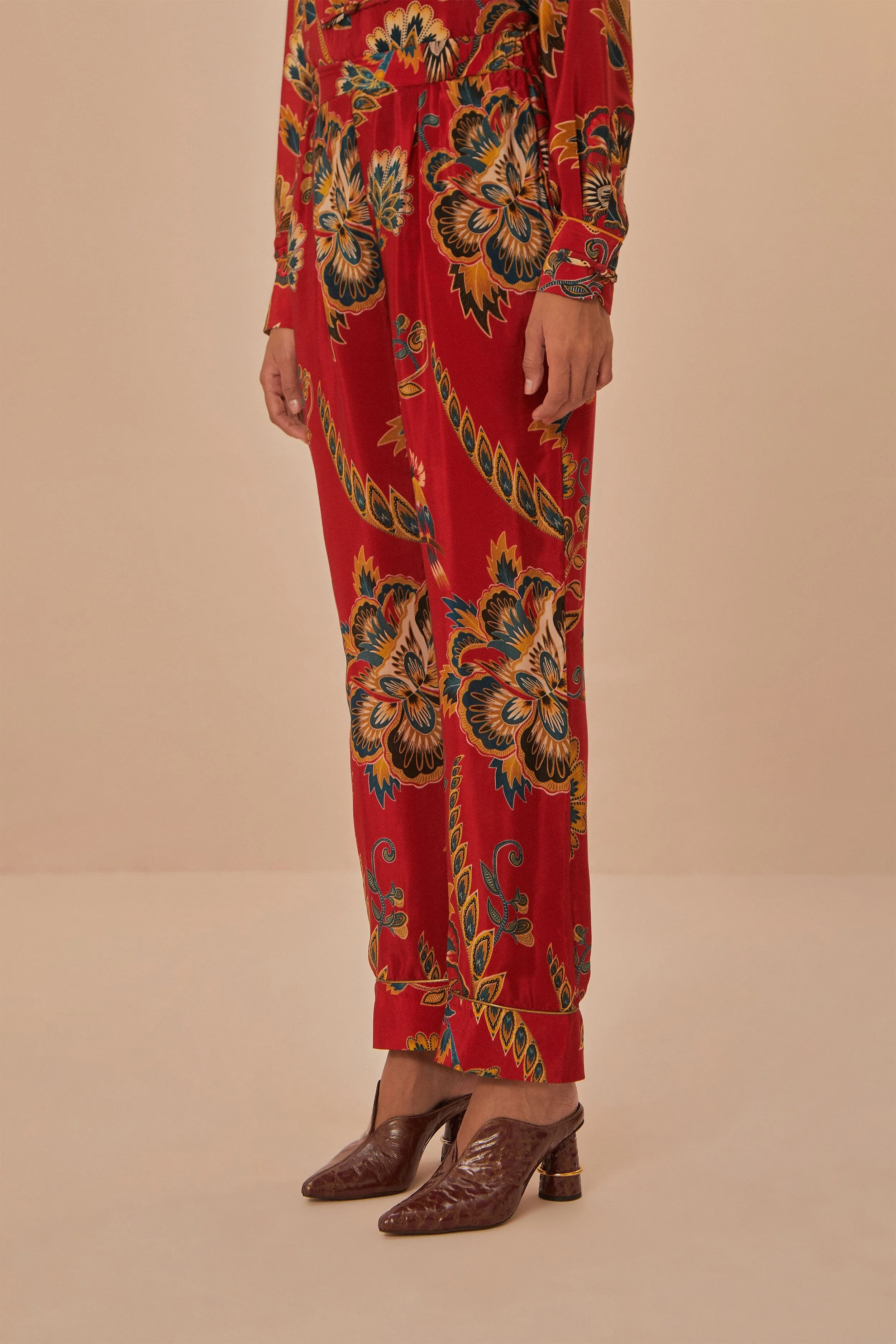 Performance Layer Breathable Base Red Maxi Floral Pajama Pants