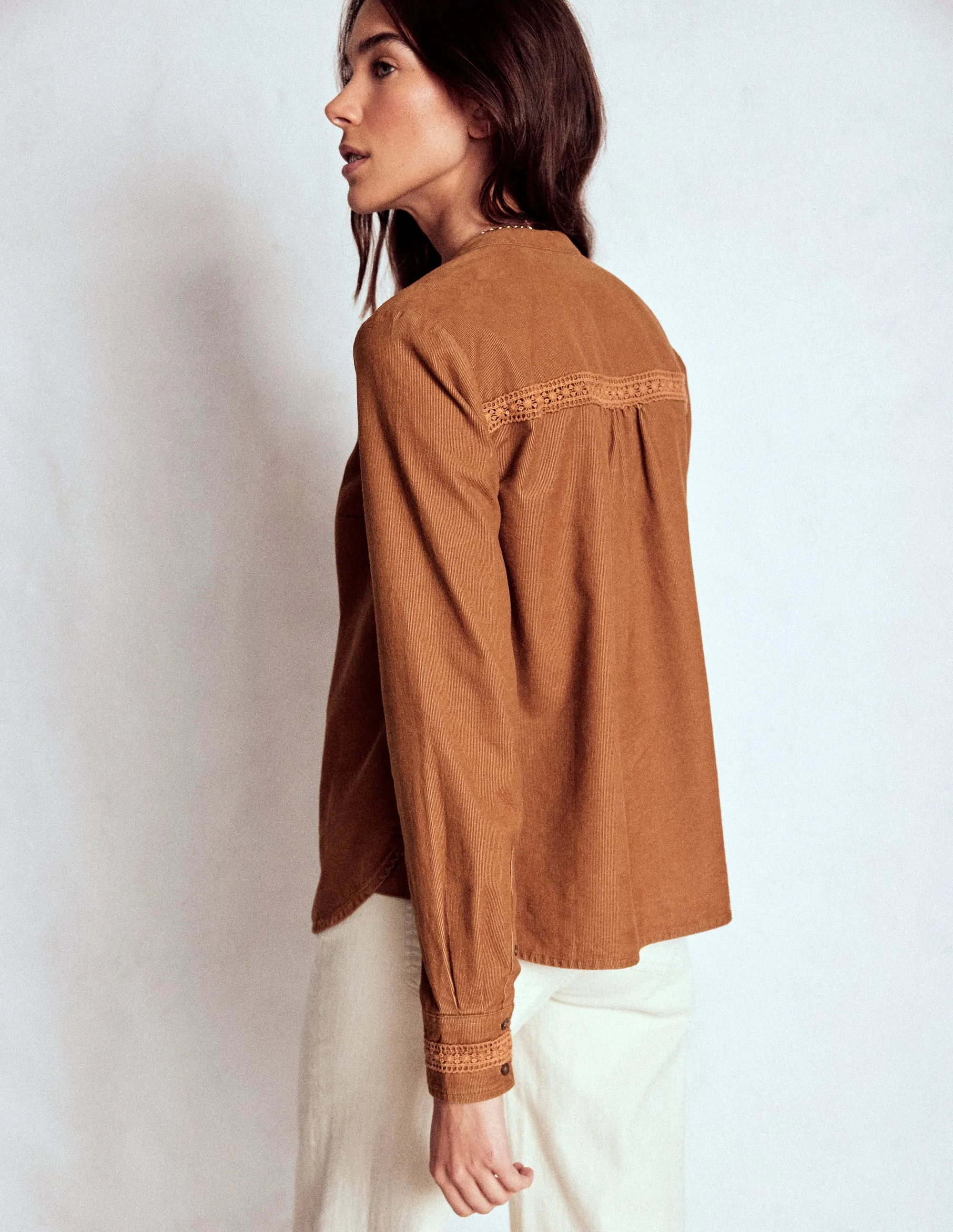 Soft Feel Breathable Cotton Fabric Victoria Cord Shirt-Ginger